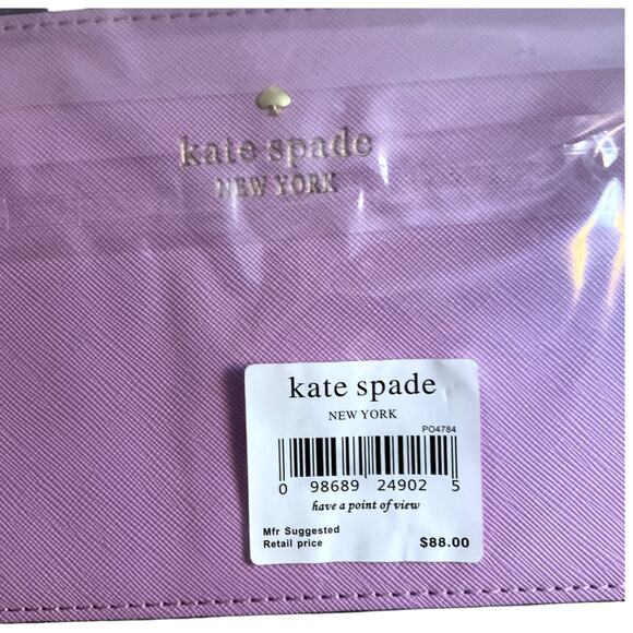 Kate Spade New York Wristlet Wallet Pink Violet Leather Zip Clutch  NWT - Picture 7 of 8